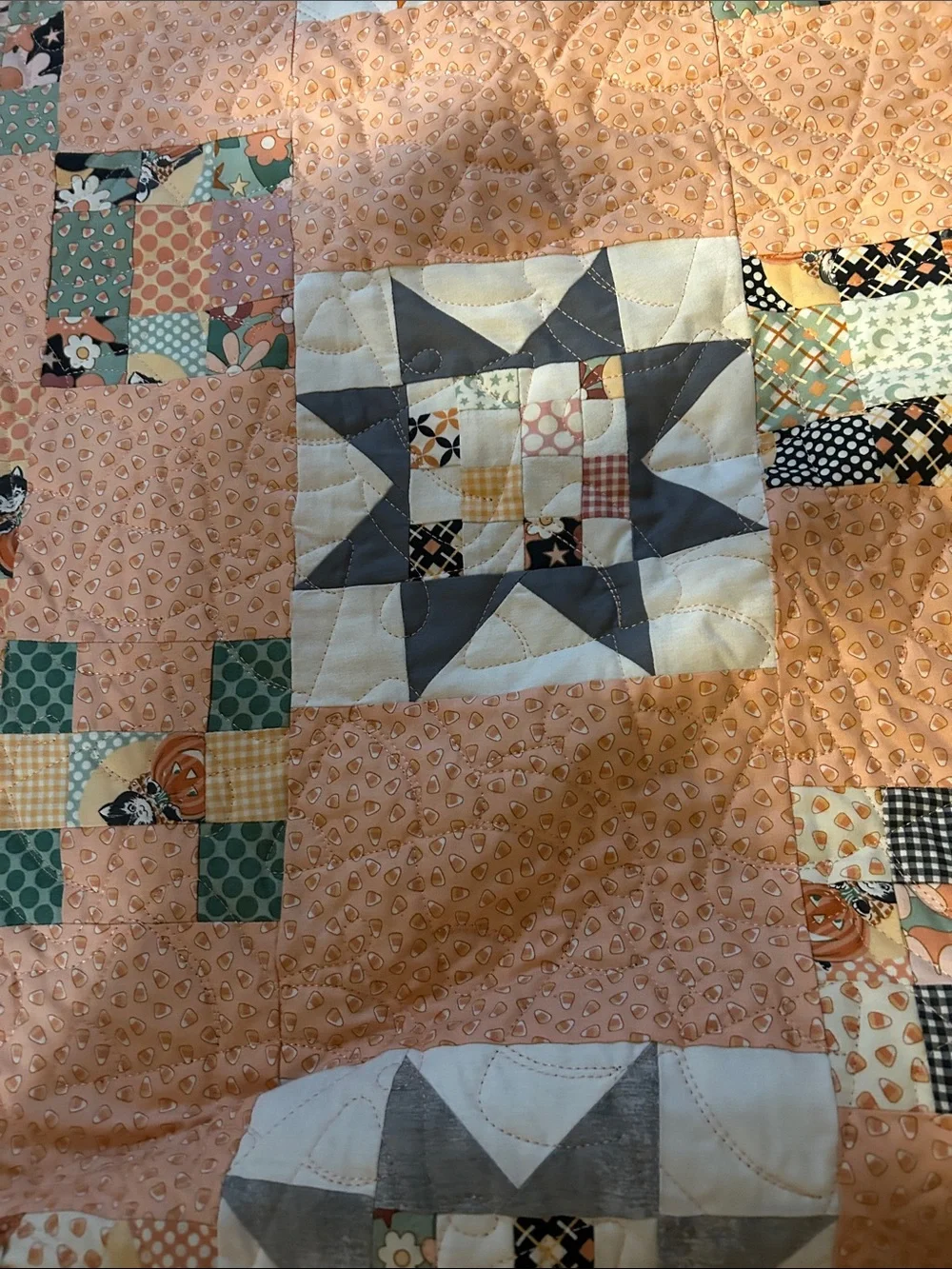 ONE OF A KIND -HANDCRAFTED Quilt CandyCorn Motif